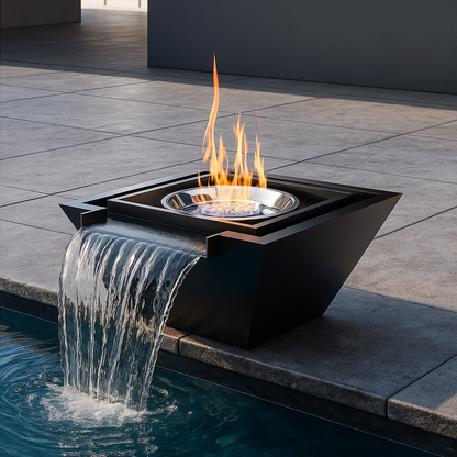 Obsidian Works Onyx Fall 30" Fire & Water Fountain